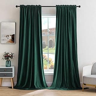 Cortinas de veludo verde escuro para janelas, duplas, blackout, isolamento térmico, 96 polegadas de comprimento
