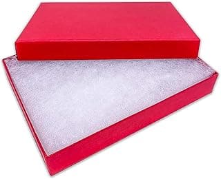 TheDisplayGuys – Pacote com 25 caixas de joias de papel de papelão preenchidas com algodão #75 – Vermelho fosco (18 cm x 13 cm x 3,3 cm) - para presente, envio ou armazenamento