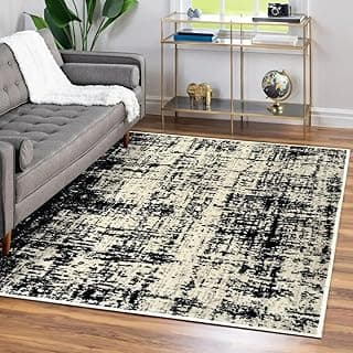 Tapete abstrato preto e branco em veludo para sala de estar