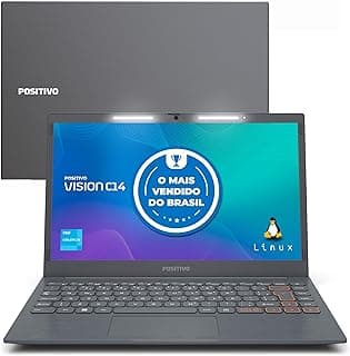 Notebook Positivo Vision C14 Lumina BAR cinza aberto com tela Linux