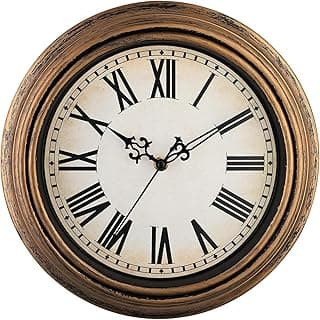 Plumeet Relógio de parede retrô extragrande, 40 cm, clássico, silencioso, vintage, decorativo, cozinha, sala de estar, quarto, algarismos romanos, operado por bateria