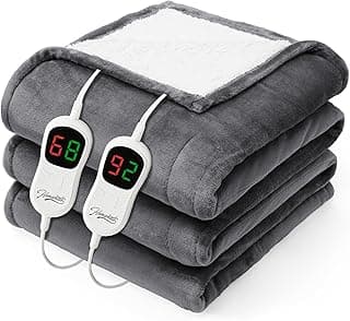 Cobertor elétrico aquecido tamanho queen cinza com controles de temperatura