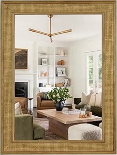 Espelho de parede retangular WallBeyond de 61 x 81 cm com moldura de rattan para decoração.