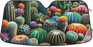 Persianas coloridas de cacto suculentas para para-brisas de carro, bonito, personalizado, dobrável, para protetor de janelas dianteiras, retrátil L, 144,8 cm x 80 cm