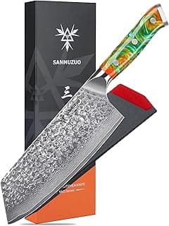 Faca nakiri japonesa de 19 cm com cabo de resina e design de aço damasco martelado