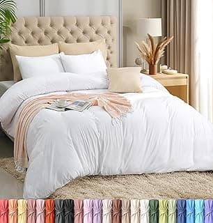Conjunto de capa de edredom branco Utopia Bedding para cama queen-size com fecho de zíper e 2 fronhas