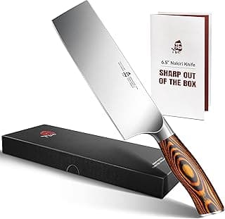 Faca Nakiri japonesa de 16,5 cm, aço inoxidável e cabo Pakkawood, sobre caixa preta