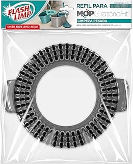 Refil de limpeza pesada Flash Limp para mops, embalagem transparente, cinza e preto.