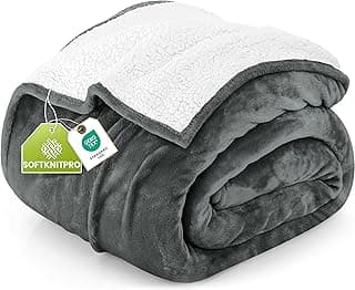 Utopia Bedding Cobertor sherpa king size [cinza, 228 x 250 cm] - Cobertor reversível de lã de pelúcia quente de 480 g/m2 para cama, sofá, acampamento e viagens