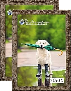 Kit 2 Molduras Porta Retrato 20X30 Marrom com Cão e Guarda-chuva