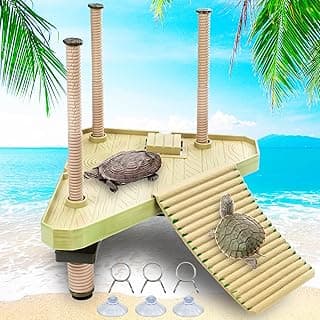 Keedolla Cais de tartaruga flutuante e plataforma de basking, rampa para tartaruga, réptil, docas flutuantes, escadas de escalada para caranguejos, sapos, tritões, salamandras - médio
