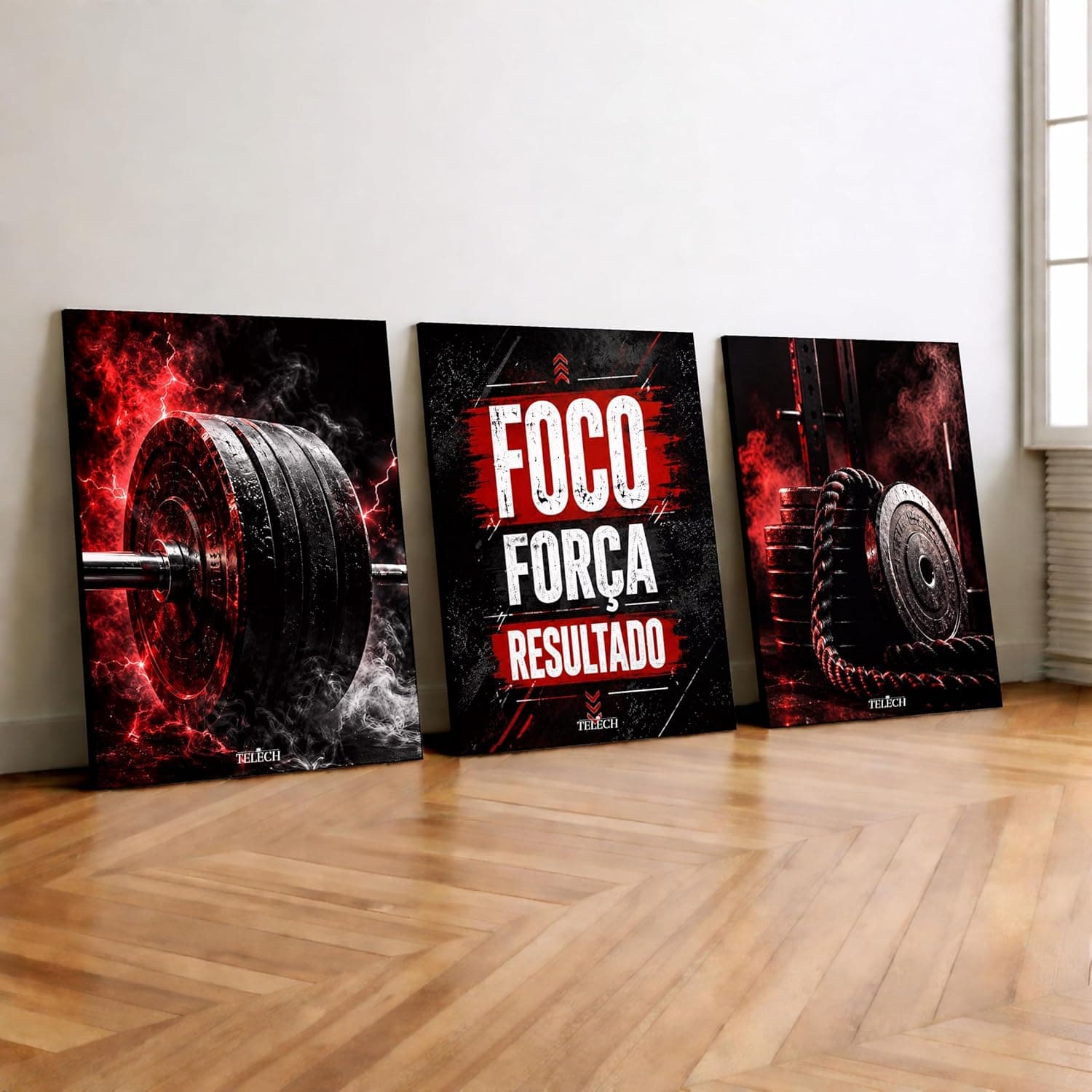 Kit3 Quadro Decorativo Academia Musculação Gym Crosfit Fitness Treino e2 (28x20cm)