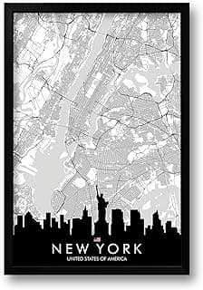 Quadro com Moldura Mapa Urbano New York - 40x60cm