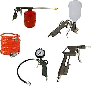Kit de Pintura para Compressor 5 Peças com Pistolas e Mangueiras