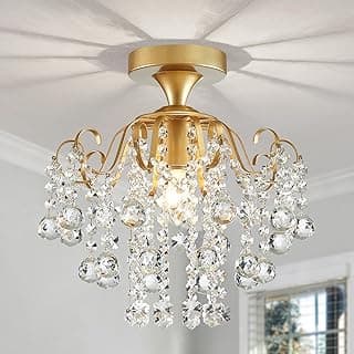Lustre de teto embutida de cristal ouro moderna para quarto e sala