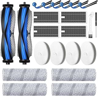Pacote com 22 acessórios para aspirador de pó robô, 2 escovas de rolo, 4 esfregões de rolo, 4 filtros de esponja e 4 filtros