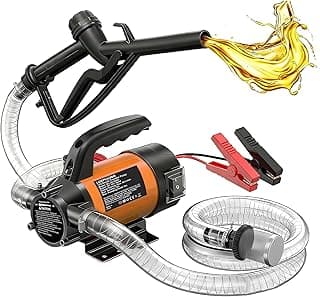 Kit de bomba de transferência de combustível elétrica a diesel de 12V, com mangueiras e bocal, fundo branco