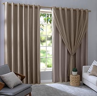 Cortina blackout caqui 2,80m x 2,30m para quarto ou sala, tecido corta luz com ilhós