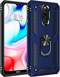 Capa protetora azul para Xiaomi Redmi 8A com suporte de anel metálico