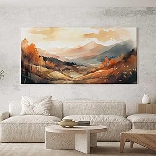 Quadro decorativo paisagem abstrata para sala, quarto ou hall de entrada, 100x50 cm, estilo horizontal, cor marrom.