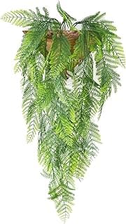 Vaso de parede com planta artificial pendente de samambaia verde