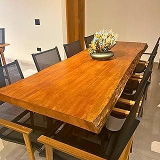 Mesa de Jantar 3,00m Madeira Maciça Pequiá Borda Orgânica (Live Edge) para 12 Lugares Base Industrial Ferro Preto - Martinez Móveis