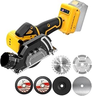 Mini serra circular de 7,6 cm compatível com bateria DeWalt 20V MAX (sem bateria), ferramenta de corte sem fio com motor sem escova, lâminas de 7,6 cm, 19500 RPM, capa removível contra poeira para