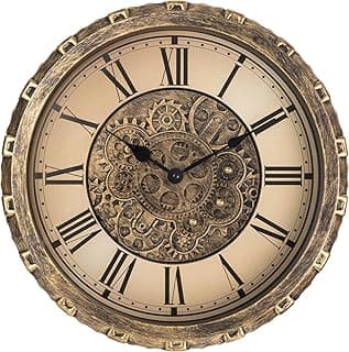Relógio de parede Moving Gears, relógio de parede giratório moderno de 38 cm, estilo antigo, rústico, exclusivo, vintage, relógio industrial para decoração de sala de estar, casa de fazenda