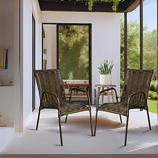 Duas poltronas tropicais de fibra sintética para jardim, varanda e piscina, kit com 2 unidades