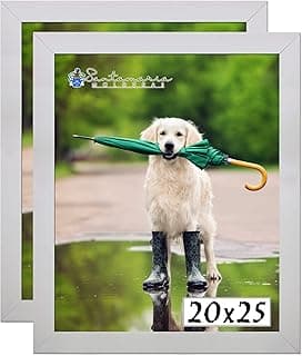 Kit 2 Porta Retrato Molduras 20x25 Branco com Cão Segurando Guarda-Chuva