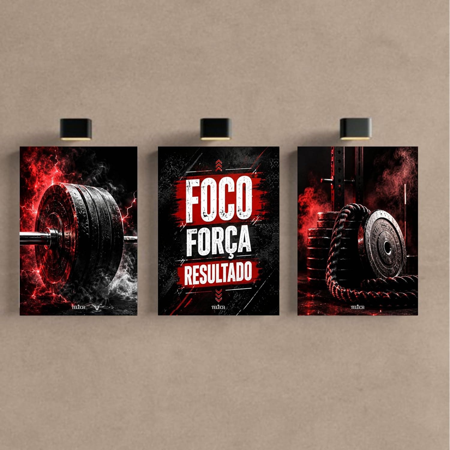 Kit3 Quadro Decorativo Academia Musculação Gym Crosfit Fitness Treino e2 (28x20cm)