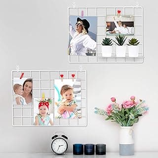 Pacote com 2 painéis de parede de arame brancos para exibição de fotos com decoração de casa