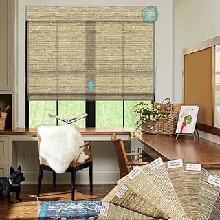 SmartWings Amostras de tecido de persianas de madeira natural, tecido de juta bambu Kenaf Ramie para persianas internas, consulte persianas romanas feitas sob medida, várias cores