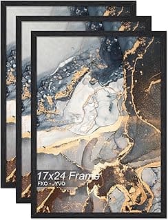 Fxojyvo Conjunto de 3 porta-retratos de madeira projetada, 43 x 61 cm, moldura preta para pôster de 43 x 61 cm, leve 43 x 61 cm, com grão de madeira para parede - pacote com 3/preto/43 x 61 cm