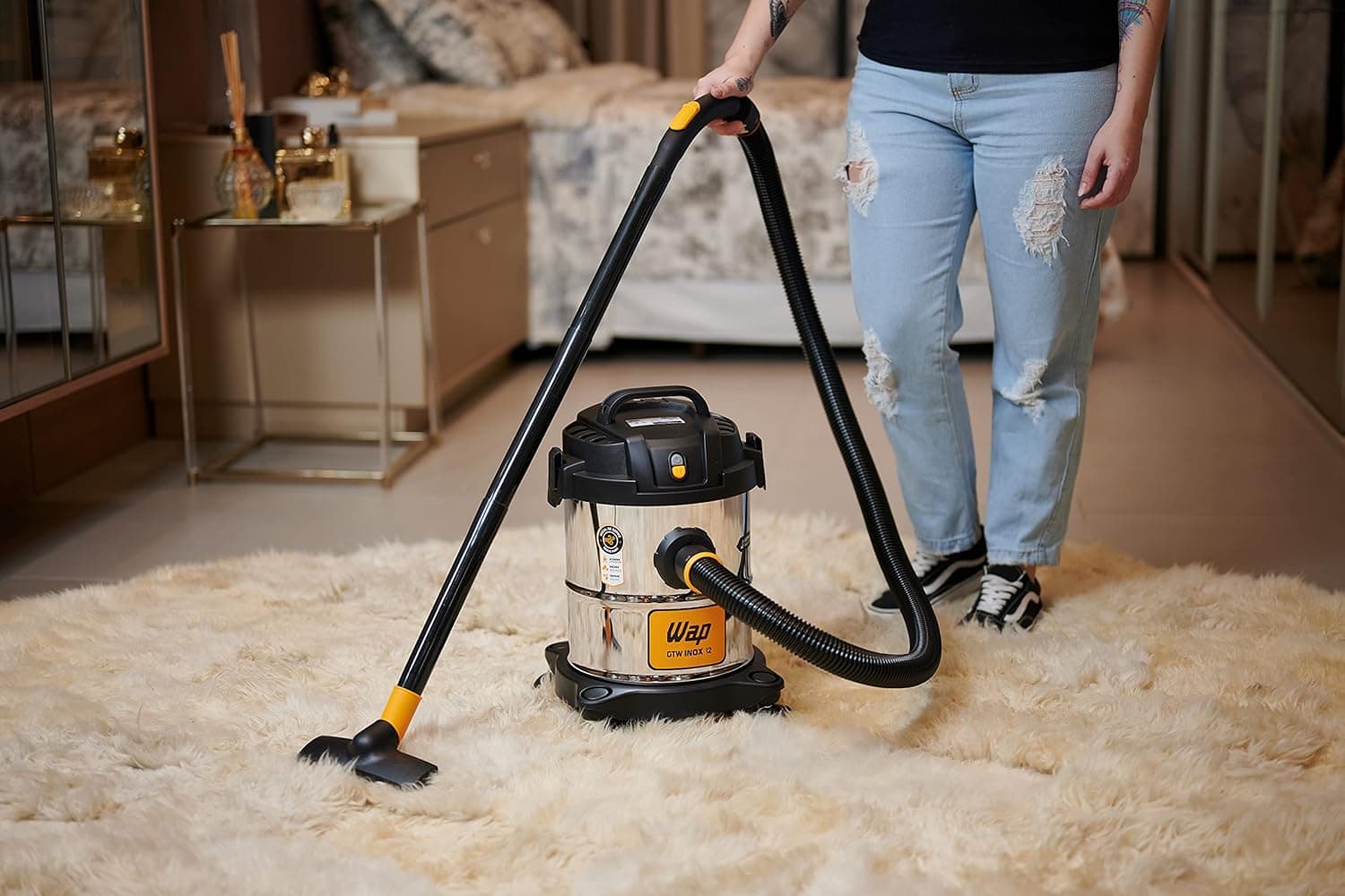 WAP Aspirador de Pó e Água Barril GTW INOX 12, Compacto, 12 Litros, com Filtro Lavável, 160mbar 1400W 220V