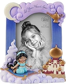 Porta-retrato Precious Moments Princesa Jasmine Disney com moldura azul e roxa