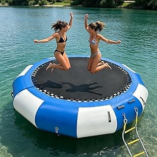 Plataforma De Natação De Trampolim De 10 Pés Para Lago, Trampolim Aquático Com Escada De Corda, Trampolim Inflável Para Salto Flutuante Para Esportes Aquáticos ...