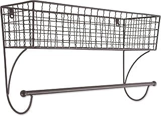 Tradições Casa rústica Metal Wall Mount Prateleira ? Toalha Bar e suporte para papel higiênico