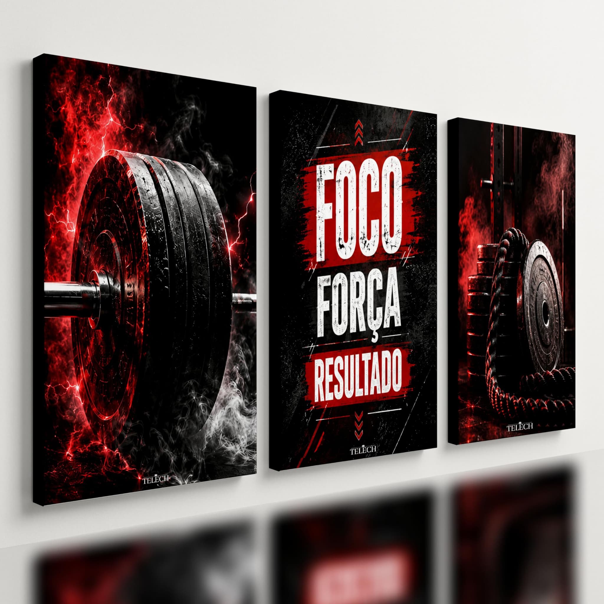 Kit3 Quadro Decorativo Academia Musculação Gym Crosfit Fitness Treino e2 (28x20cm)