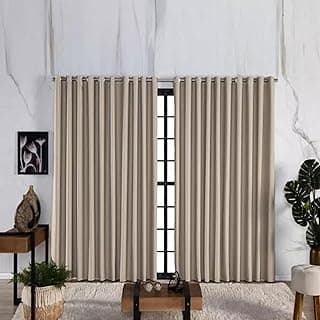 Cortina de Luxo Blackout Premium 4,00m x 2,30m Palha - Tecido Grosso para Porta de Vidro