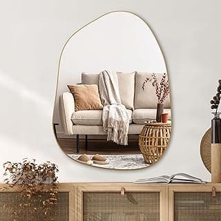 Espelho de parede irregular dourado PERFNIQUE para decoração de sala de estar