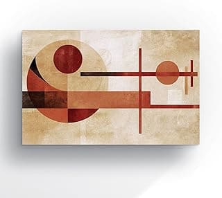 Quadro Decorativo Abstrato Geométrico em Tela Canvas, Marrom e Bege, 90x60 cm, Estilo Moderno