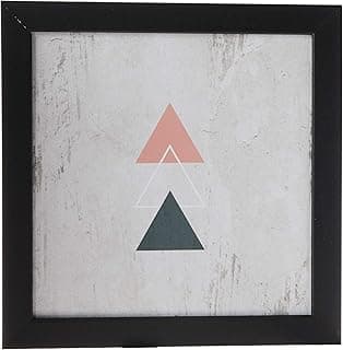 Quadro decorativo escandinavo com triângulos em cores pastel, moldura preta, 65x46cm