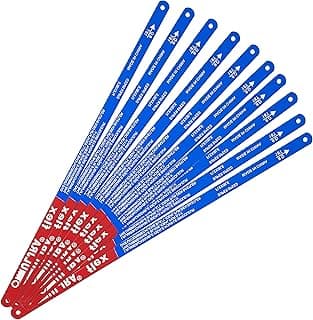 Lâminas serrilhadas de PVC para serra manual, 10 peças, azul e vermelho