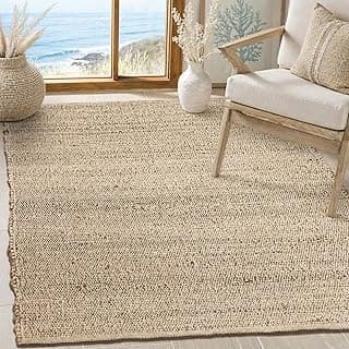 Chardin home Tapete de área de algodão de juta 10 x 15 cm, tapete de fazenda boho trançado de juta natural, rústico, vintage, reversível para sala de estar, quarto, sala de jantar, escritório ou