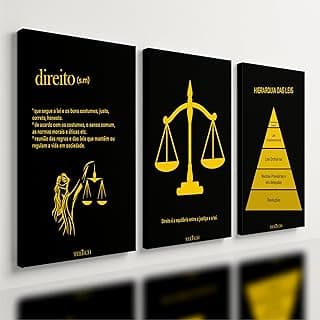 Kit 3 Quadros Decorativos Direito Advocacia Escritório Quarto 40x28cm