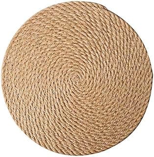Toalha de juta trançada circular marrom claro antiderrapante para mesa