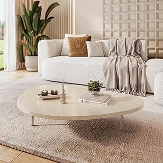 Mesa de Centro Orgânica Dubai Oval Escritório Moderna - Sala Estar (Off White)