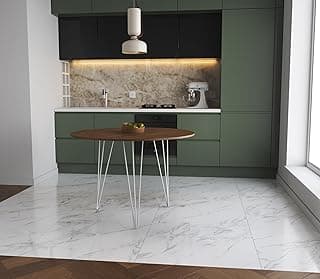 Mesa de Jantar Redonda 90cm Clips Amendoa 3 Pés Ferro Branco