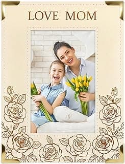 Porta-retrato decorativo com flores e texto 'LOVE MOM', ideal para presentes de Dia das Mães